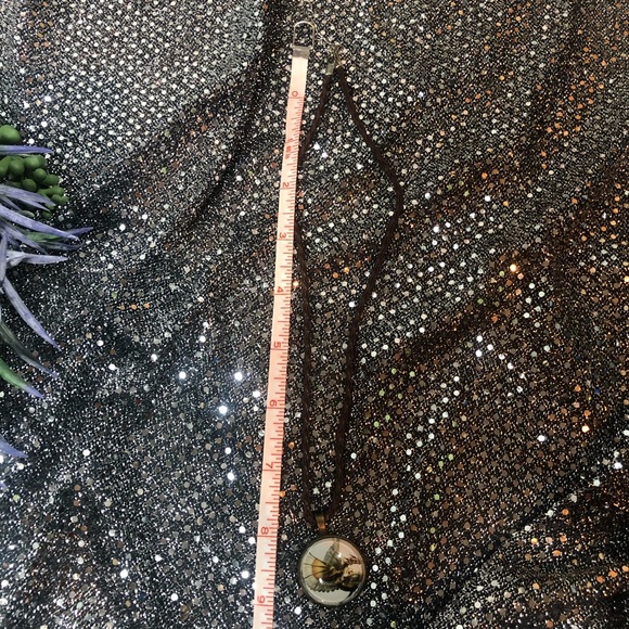 Moon necklace with shiny rainbow colors, back has different design, silver chain - Picture 6 of 7